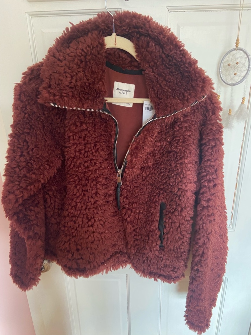 Abercrombie & Fitch Women's Rust Teddy Sherpa Zip-Up Jacket